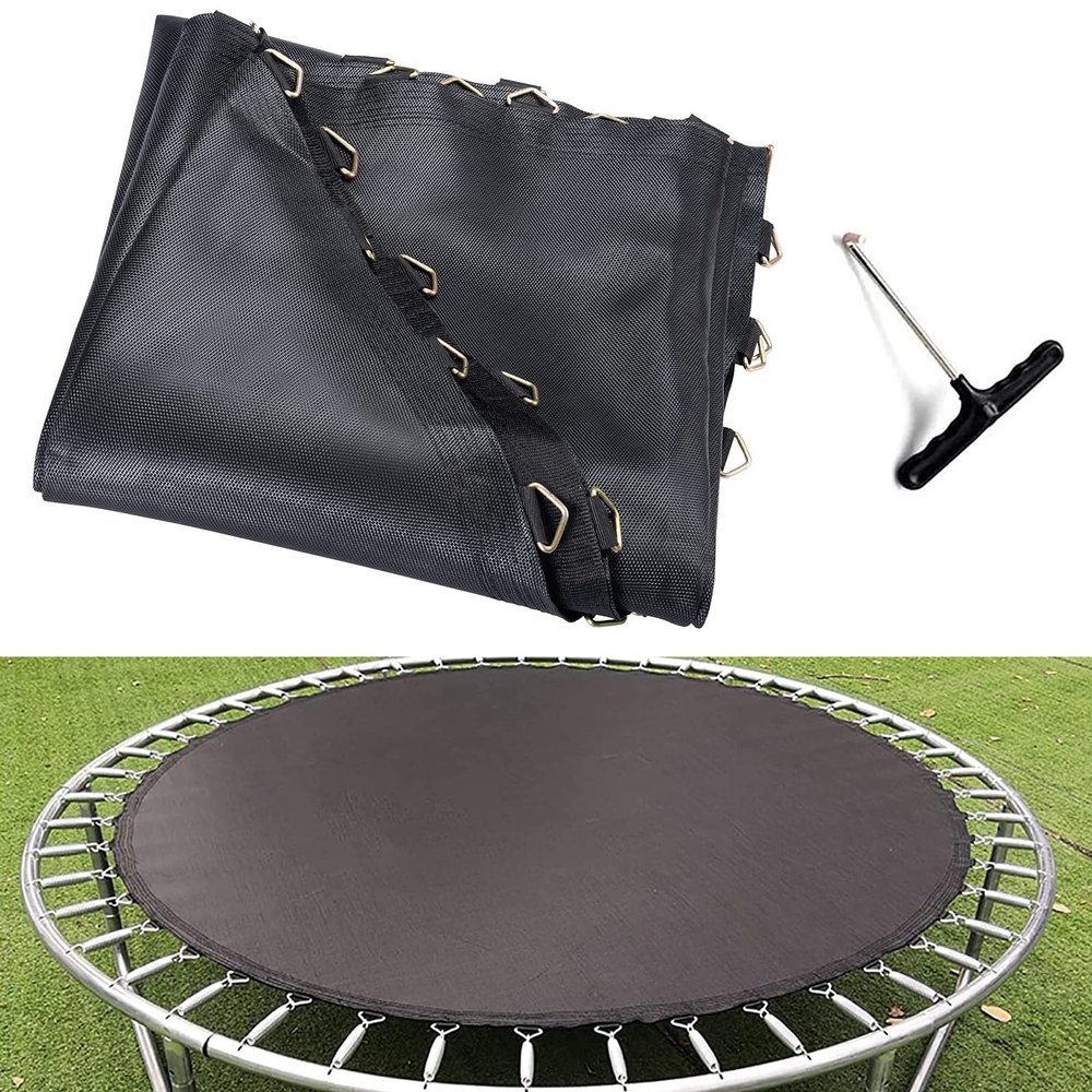 UVCMDUI Trampoline Mat Replacement 6ft 8ft 10ft 12ft 13ft 14ft, Trampoline Replacement Jumping Pad, Trampoline Bounce Mats 8 Row Stitch, with 1x Spring Puller,10ft 305cm 56 Rings