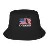 Lacrosse American Flag Funny Gifts Unisex Bucket Hats Sun Hat for Womens Men Beach Bucket Hat Bucket Cap Summer Cap Black view 1