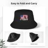 Lacrosse American Flag Funny Gifts Unisex Bucket Hats Sun Hat for Womens Men Beach Bucket Hat Bucket Cap Summer Cap Black view 2