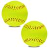 ABAJI Softball 2 Pack Blank Ball PU Surface Cork Core Suitable for Bat Heavy Duty Slowpitch Sports Youth Boy and Girl Practice Training DIY Draw Painting Autograph view 1