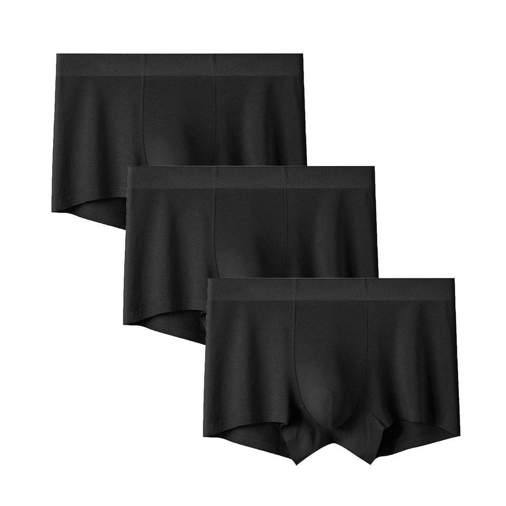Maiyifu-GJ Men's Quick-Dry Stretch Underwear Traceless Solid Colour Trunks Modal Soft Underpants (Black 3PC,X-Large)