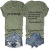 (1PC Printed Front and Back) You are Enough Funny Letter Printed Shirts Women Casual Inspirational T Shirt Olive Green view 1