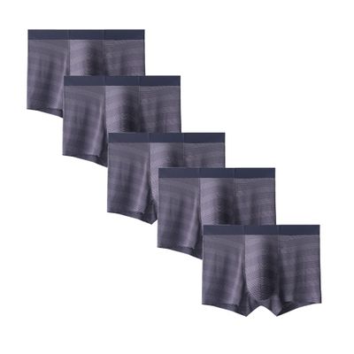 Maiyifu-GJ Men's Printed Seamless Boxer Briefs Comfort Quick Drying Trunks Breathable Soft Underwear (Gray 5PC,XX-Large)