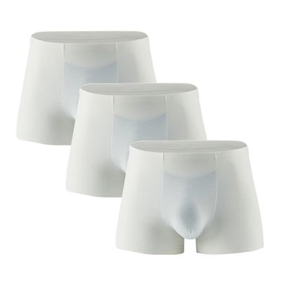 Maiyifu-GJ Men's Ice Silk Solid Colour Underpants Comfortable Breathable Trunks Underwear Soft Boxer Brief (White 3PC,XX-Large)