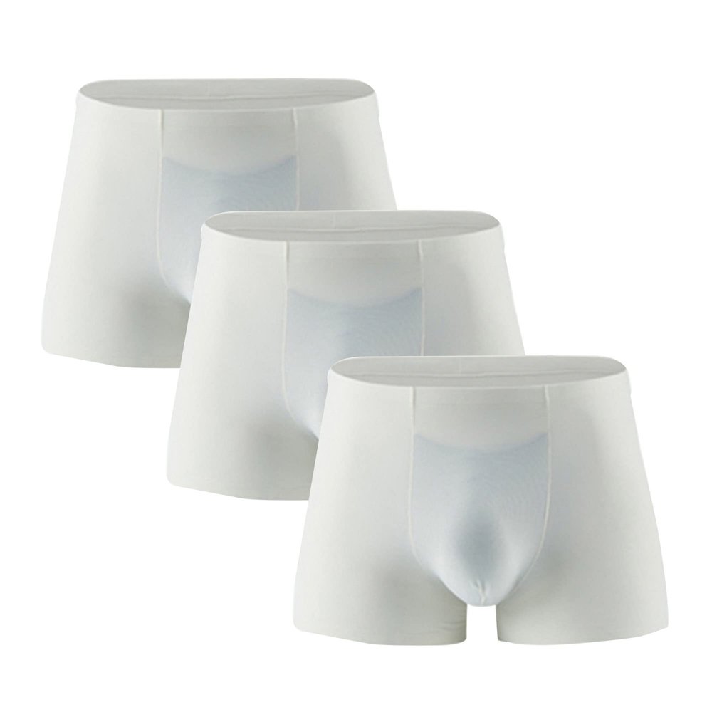 Maiyifu-GJ Men's Ice Silk Solid Colour Underpants Comfortable Breathable Trunks Underwear Soft Boxer Brief (White 3PC,XX-Large)