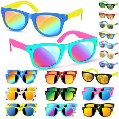 AGGKKY 16 Pack Kids Sunglasses Bulk Party Favors, Neon Toddler Sunglasses Bulk for Age 3-7 Boys Girls with UV400 Protection for Birthday Party Favors