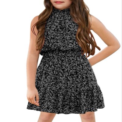 KunLunMen Floral Girls Dresses Age 5-14 Years Kids Summer Outfits Casual Halter Sleeveless Cute Short Sun Dresses