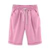 ZYXTIM Womens Cotton Sweat Shorts Quick Dry Comfy Yoga Athletic Knee Length Summer Running Shorts with Pockets Elastic Waist B-Pink view 2