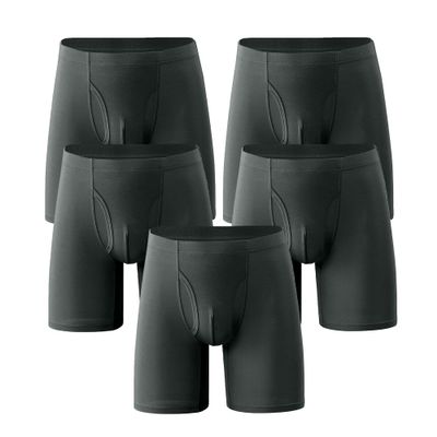 Maiyifu-GJ Men's Moisture-Wicking Solid Colour Trunks Breathable High-Waisted Boxer Briefs Sport Stretch Underpants (Gray 5PC,6X-Large)