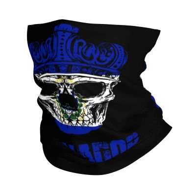 King Skull Salvador Flag Seamless Neck Gaiter Shield Scarf Bandana Face Mask Seamless UV Protection for Motorcycle Cycling Riding Running Headbands White