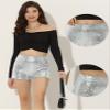 Allegra K Sequin Shorts for Women High Waist Party Night Out Concert Outfit Sparkly Mini Shorts Medium Silver view 4