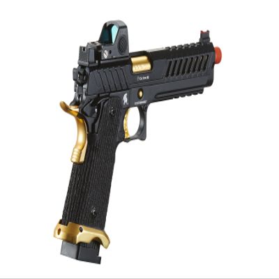 Lancer Tactical Knightshade Hi-Capa Gas Blowback Airsoft Pistol with Red Dot Mini Sight (Black/Gold)
