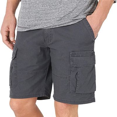 Dninmim Summer Men's Outdoor Cotton Cargo Shorts with Pockets Mid Waist Drawstring Loose Casual Half Pants Gray