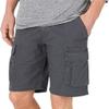 Dninmim Summer Men's Outdoor Cotton Cargo Shorts with Pockets Mid Waist Drawstring Loose Casual Half Pants Gray