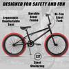 cubsala Freestyle BMX Bike, 20 Inch Kids Bicycle for 7-13 Years Old Kids and Beginner Level Rider, Black with Red Tires view 2