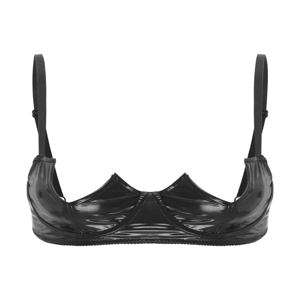 Alvivi Womens Sexy Lace Quarter Cup Underwired Shelf Bra Push Up Sheer Floral Bralette Balconette Black C Medium