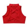 Hansber Girls Kids Criss Cross Back Mock Neck Crop Tops Bra for Ballet Dance Sports Workout Activewear Red 6 view 4