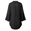 2024 New Women 3/4 Sleeve Long Sleeve Boyfriend Button Down Shirts Asymmetrical Casual Lace Up Oversized Tunic Tops view 3