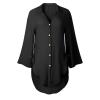 2024 New Women 3/4 Sleeve Long Sleeve Boyfriend Button Down Shirts Asymmetrical Casual Lace Up Oversized Tunic Tops view 4