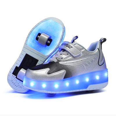 BFOEL Kids Roller Skates USB Chargable LED Light Up Shoes 2 Wheel Skate Sneaker Best Gift for Boys Girls Birthday Thanksgiving Christmas Day