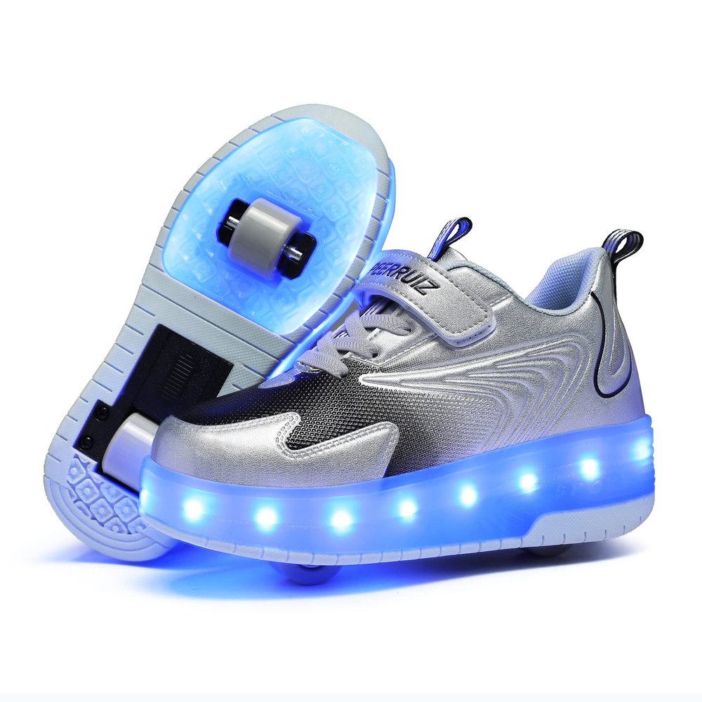 BFOEL Kids Roller Skates USB Chargable LED Light Up Shoes 2 Wheel Skate Sneaker Best Gift for Boys Girls Birthday Thanksgiving Christmas Day