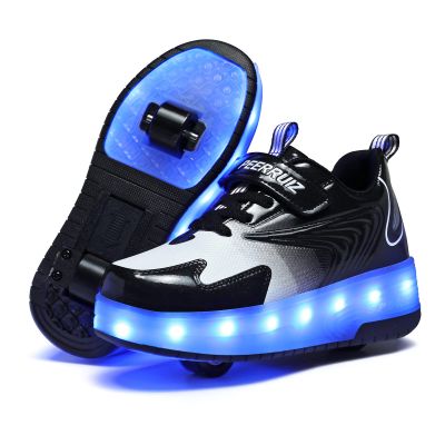 BFOEL Kids Roller Skates USB Chargable LED Light Up Shoes 2 Wheel Skate Sneaker Best Gift for Boys Girls Birthday Thanksgiving Christmas Day
