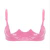 Alvivi Womens Sexy Lace Quarter Cup Underwired Shelf Bra Push Up Sheer Floral Bralette Balconette Hot Pink C Large view 1