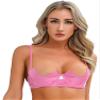 Alvivi Womens Sexy Lace Quarter Cup Underwired Shelf Bra Push Up Sheer Floral Bralette Balconette Hot Pink C Large view 3