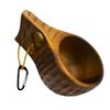 Sanrich Wooden Mug Kuksa Handcrafted Wood Camp Mug Survival Wood Cup Camping Cups & Mugs with Carabiner Leather Lanyard For Drinking Tea Coffee (8 ounces-Tortoiseshell-2 handle holes) view 1