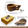 Sanrich Wooden Mug Kuksa Handcrafted Wood Camp Mug Survival Wood Cup Camping Cups & Mugs with Carabiner Leather Lanyard For Drinking Tea Coffee (8 ounces-Tortoiseshell-2 handle holes) view 3