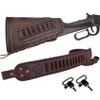 1 Set of Gun Buttstock Cheek Rest Pad with Sling for .357, .30-30, .38 .32Win Spcl.32-40. (Coffee-Canvas & Leather) view 1