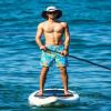 SURF CUZ Mens Swim Trunks with Compression Liner Quick Dry Swim Shorts 7" Swimming Trunks Stretch Zipper Pockets Blue Yellow Leaves Small view 2