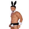 ACSUSS 3Pcs Set Mens Waiter Cosplay Suit Sexy Tuxedo G-String Thong Underwear with Bow Tie Collar Bracelets Black A X-Large view 2