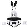 ACSUSS 3Pcs Set Mens Waiter Cosplay Suit Sexy Tuxedo G-String Thong Underwear with Bow Tie Collar Bracelets Ivory A X-Large view 4