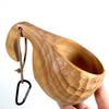 Sanrich Wooden Mug Kuksa Handcrafted Wood Camp Mug Survival Wood Cup Camping Cups & Mugs with Carabiner Leather Lanyard For Drinking Tea Coffee (6 ounces-Trunk cup) view 1