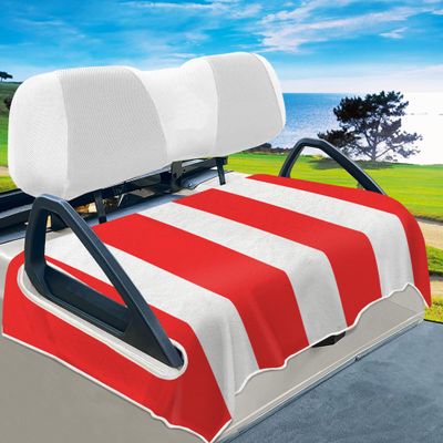 YOKYHOM Summer Golf Cart Seat Covers, Stripe Red Golf Cart Front Seat Towel/Blanket Fit for EZGO/Yamaha/Club Car and More Golf Carts, 100% Microfiber, Keeps Your Seat Cool and Clean, 51''x 31''