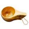 Sanrich Wooden Mug Kuksa Handcrafted Wood Camp Mug Survival Wood Cup Camping Cups & Mugs with Carabiner Leather Lanyard For Drinking Tea Coffee (6 ounces-smooth-two handle hole) view 1