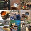 Sanrich Wooden Mug Kuksa Handcrafted Wood Camp Mug Survival Wood Cup Camping Cups & Mugs with Carabiner Leather Lanyard For Drinking Tea Coffee (6 ounces-smooth-two handle hole) view 2