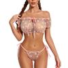 Avidlove Bra and Panty Set Ruffle Lingerie Set Mesh Babydoll Chemise Pink Daisy XXX-Large view 1