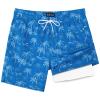 SURF CUZ Mens Swim Trunks with Compression Liner Quick Dry Swim Shorts 7" Swimming Trunks Stretch Zipper Pockets Blue Palm Island Medium view 1