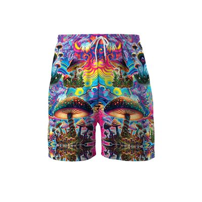 228CLOSET Magic Mushrooms Men's Swim Trunks - Trippy Mushrooms Hawaiian Shorts for Men Bathing Shorts Set 04 Size Size L