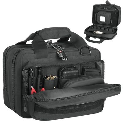 DBTAC Gun Case Bag Compact Small-PLUS | Tactical 3x Pistol Bag Handgun Revolver Shooting Case with Lockable Zipper for Shooting Range Outdoor Hunting, Black