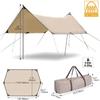 YUEWO 1510FT 210D Oxford UPF50+ Shelter Camping Tarp with 2 * 7FT Poles, Waterproof & Lightweight Tent Tarp, Rain Fly Sun Shelter, Can Used with Car,Tent & Hammock for Picnic, Garden & Outdoor view 2