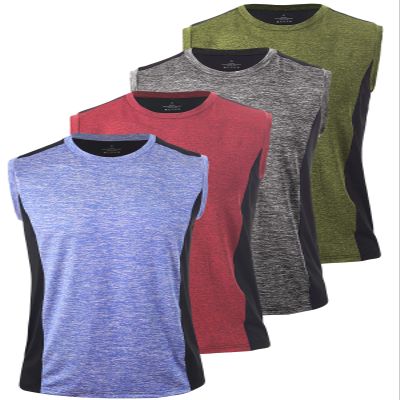 Vislivin Men's 4 Pack Tank Tops Sleeveless Workout Quick Dry Shirts Gym Muscle Shirts Athletic Bodybuilding Tee Yellow/Gray/Red/Blue XXL