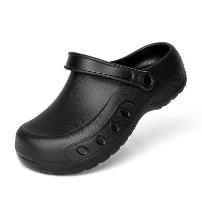 Men's Professional Non Slip Chef Shoes Lightweight EVA Garden Clogs Shoes Waterproof Work Clogs for Restaurant, Zapatos de Cocina para Hombres Black 41
