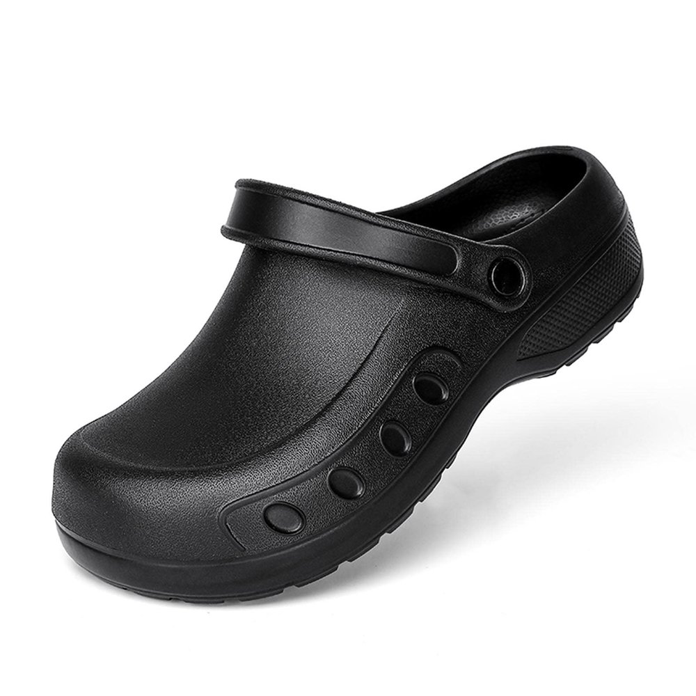 Men's Professional Non Slip Chef Shoes Lightweight EVA Garden Clogs Shoes Waterproof Work Clogs for Restaurant, Zapatos de Cocina para Hombres Black 41