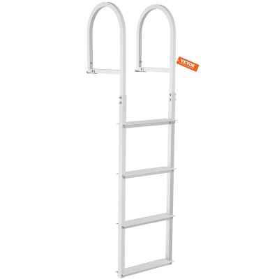 VEVOR Dock Ladder, Removable 4 Steps, 500 lbs Load Capacity, Aluminum Alloy Pontoon Boat Ladder with 3.1'' Wide Step & Nonslip Mat, Easy to Install for Ship/Lake/Pool/Marine Boarding