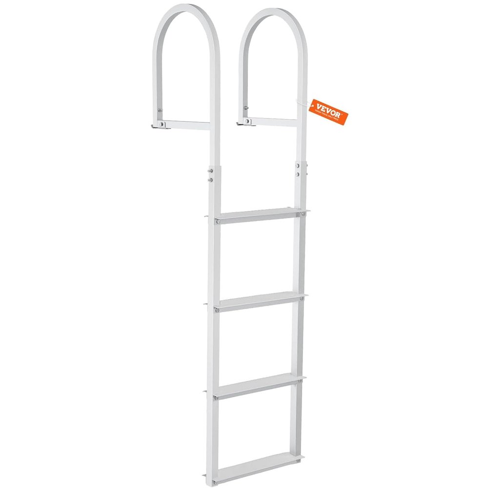 VEVOR Dock Ladder, Removable 4 Steps, 500 lbs Load Capacity, Aluminum Alloy Pontoon Boat Ladder with 3.1'' Wide Step & Nonslip Mat, Easy to Install for Ship/Lake/Pool/Marine Boarding