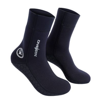 DIVESTAR Diving Neoprene Socks for Men Women,3MM Black Wetsuit Socks Scuba Surf Beach Booties for Snorkeling Swimming Kayaking Sailing Canoeing(XXL,Black-3mm)