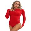 ACSUSS Women's Sexy Oil Shiny Glossy Bodystocking Silky Sheer Bodysuit with 5 Finger Gloves Hood Red Crotchless A One Size view 3
